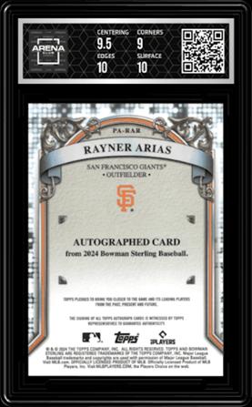 2024 Bowman Sterling #PA-RAR Rayner Arias Prospect Auto Speckle Refractor