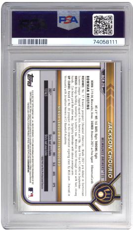 2022 Bowman Draft Sapphire Edition #BDC-115 Jackson Chourio PSA 10
