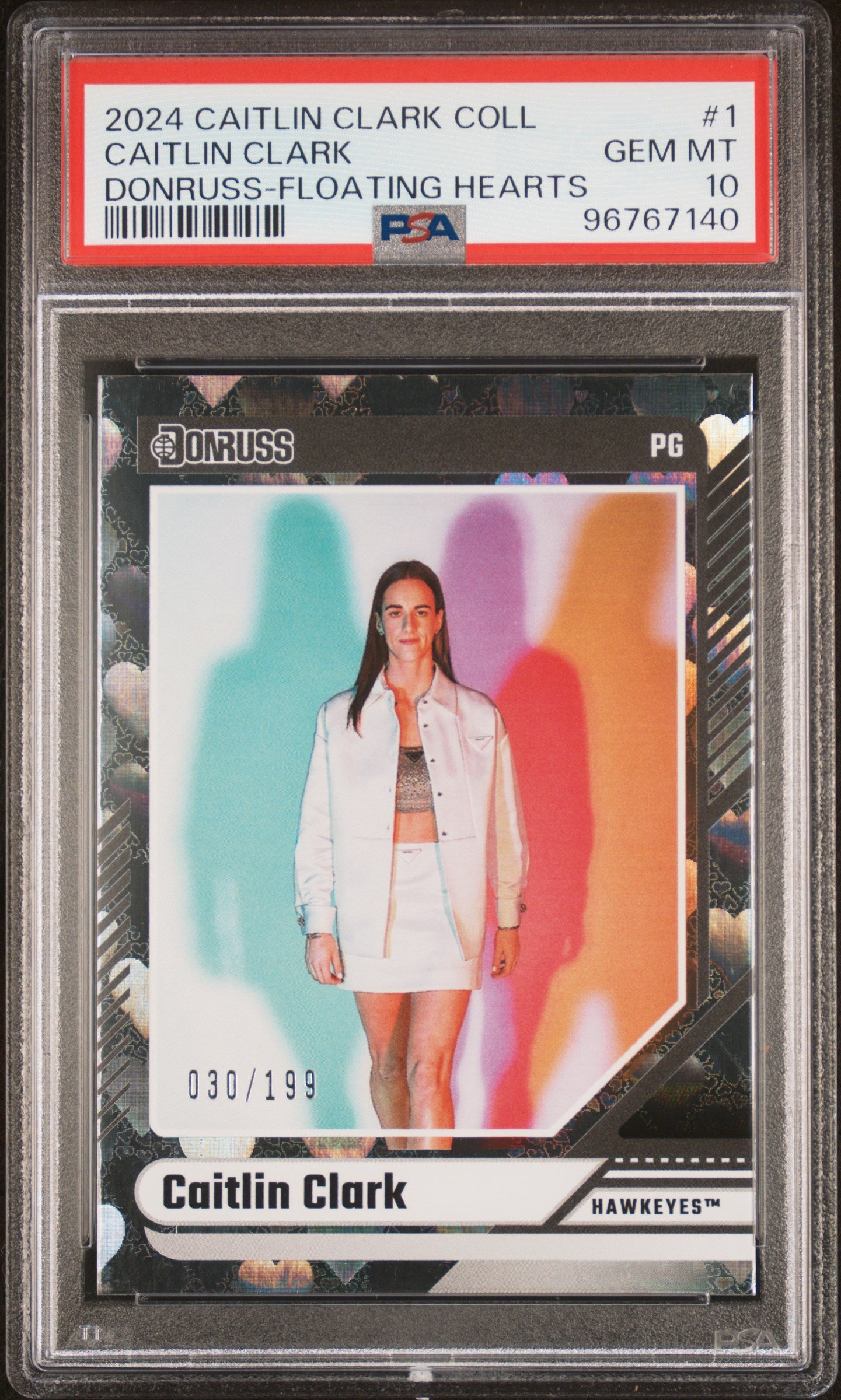 Caitlin Clark 2024 Panini Collection #1 Caitlin Clark Floating Hearts PSA 10