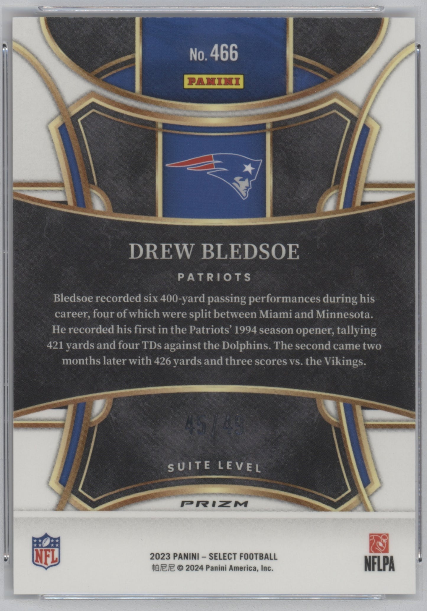 2023 Panini Select #466 Drew Bledsoe Red Prizms PSA 10 #/49