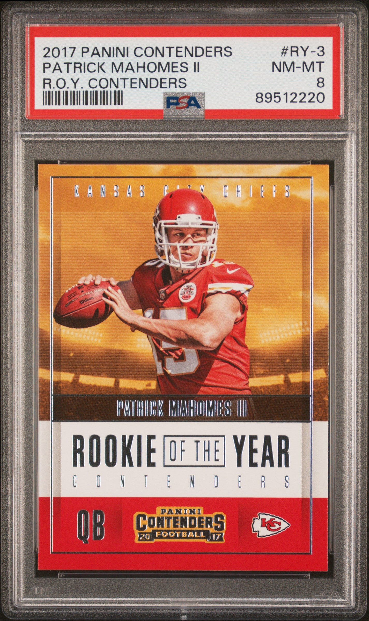 2017 Panini Contenders #RY-3 Patrick Mahomes II Rookie Contenders ROY