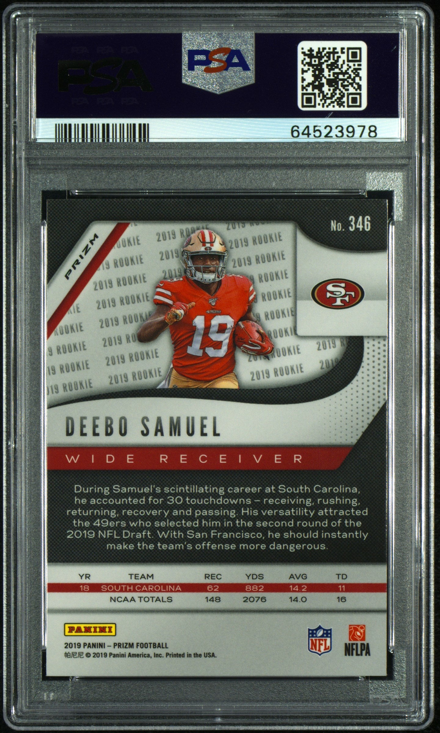 2019 Panini Prizm #346 Deebo Samuel Red Ice PSA 10