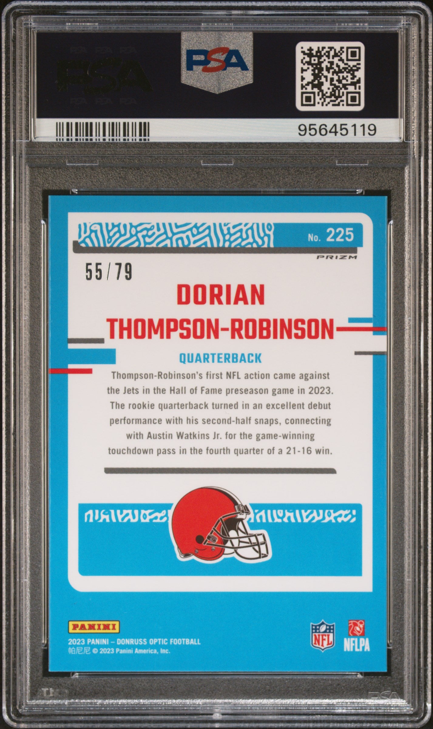 2023 Panini Donruss Optic #225 D. Thompson-Robinson Pink Velocity PSA 9