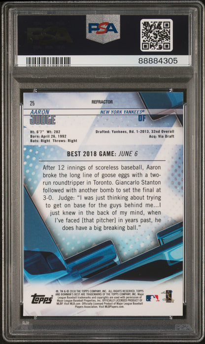 2018 Bowman'S Best #25 Aaron Judge Ref PSA 10