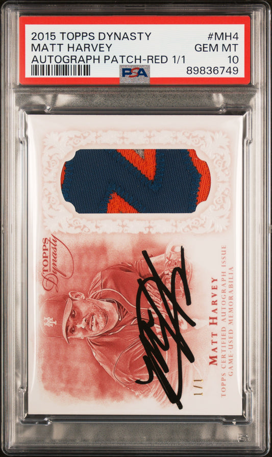 2015 Topps Dynasty #MH4 Matt Harvey Auto Patch Red #/1 PSA 10