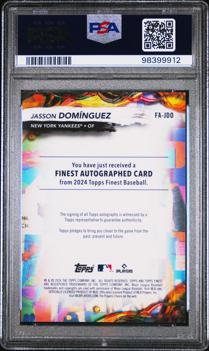 2024 Topps Finest Auto #FAJDO Jasson Dominguez Blue Refractor PSA 9