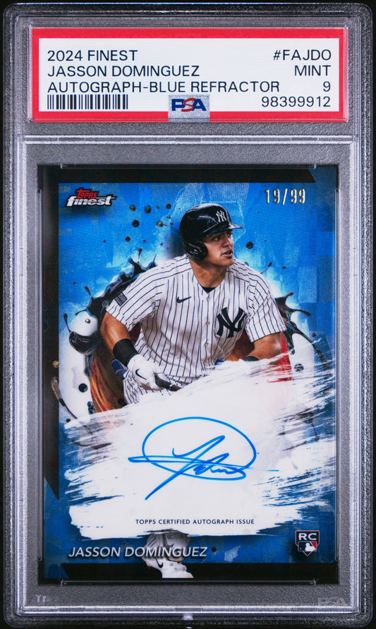 2024 Topps Finest Auto #FAJDO Jasson Dominguez Blue Refractor PSA 9