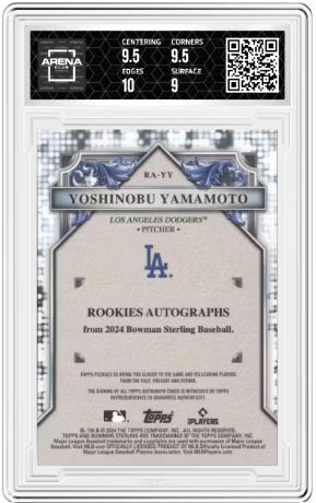 2024 Bowman Sterling #RA-YY Yoshinobu Yamamoto Rookie Autographs Gold Wave Ref