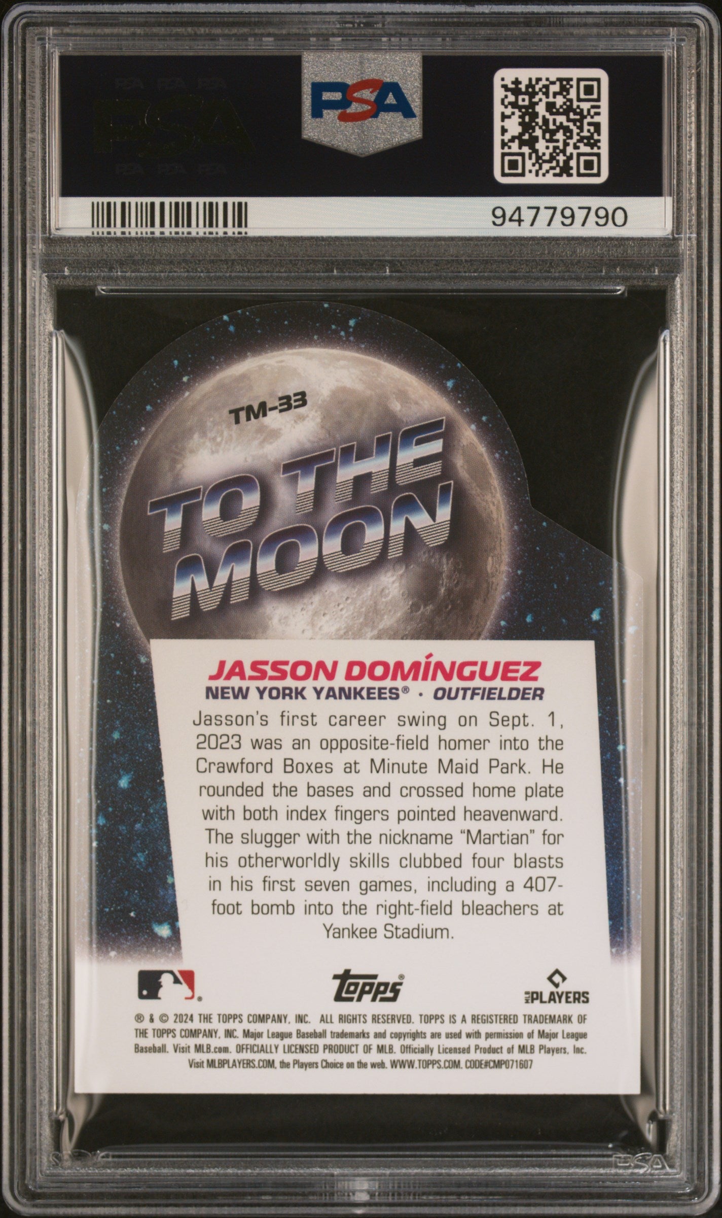 2024 Topps Big League To The Moon Die-Cuts #TM33 Jasson Dominguez Diecuts PSA 10