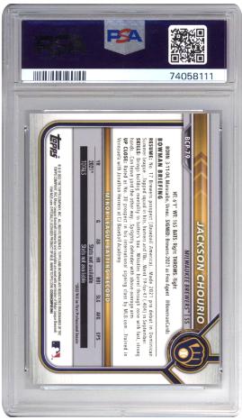 2022 Bowman Draft Sapphire Edition #BDC-115 Jackson Chourio PSA 10