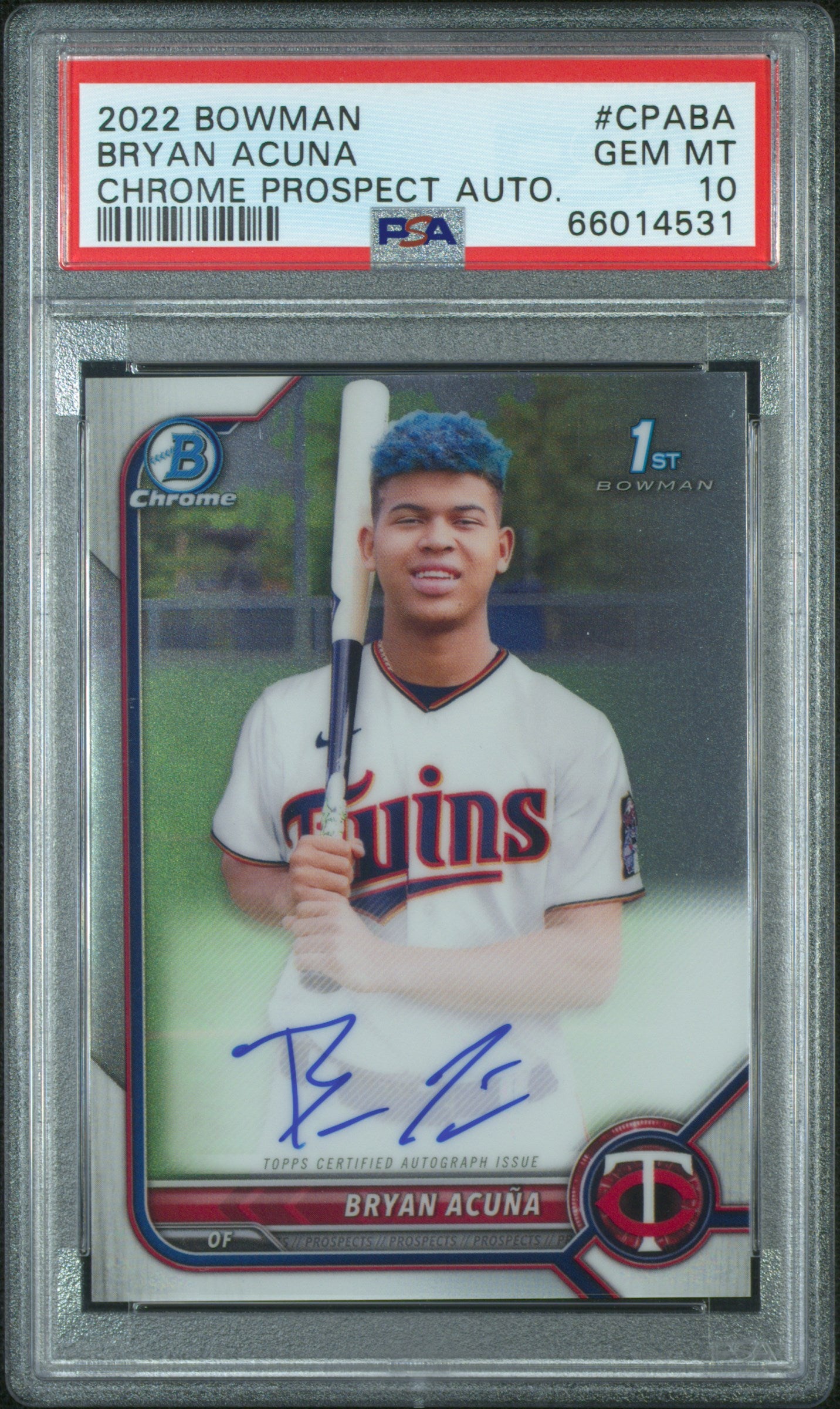 2022 Bowman Chrome Prospect #CPABA Bryan Acuna Chrome Prospect Auto PSA 10