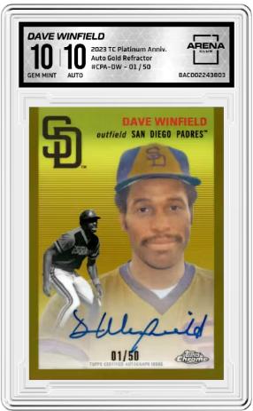 2023 Topps Chrome Platinum Anniversary #CPA-DW Dave Winfield Auto Gold Ref 10