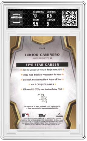 2024 Topps Five Star #FSA-JC Junior Caminero auto Rookie