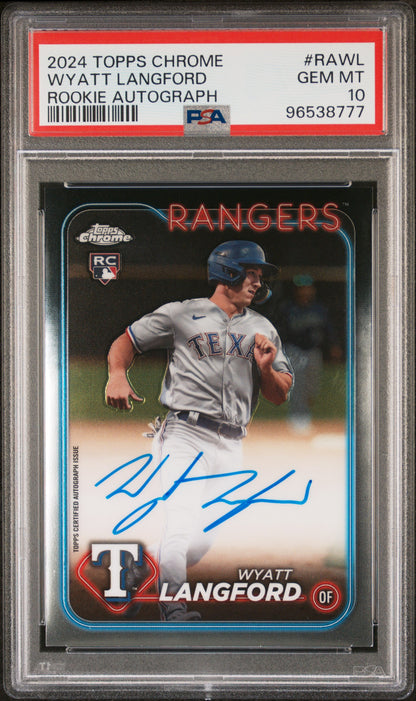 2024 Topps Chrome Rookie Autographs #RAWL Wyatt Langford Autograph PSA 10