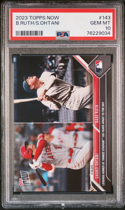 2023 Topps Now #143 S.Ohtani/B.Ruth PSA 10