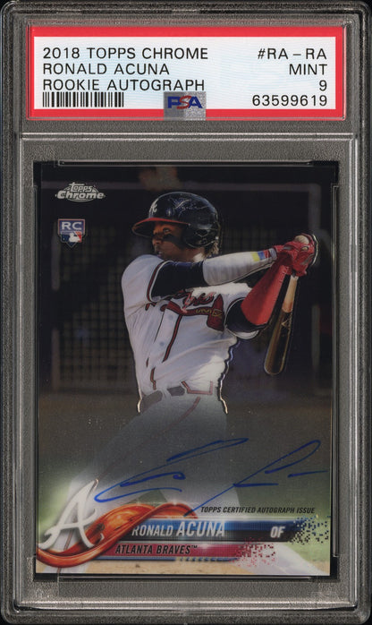 2018 Topps Chrome Rookie Autograph #RA-RA Ronald Acuna Rookie Autograph PSA 9