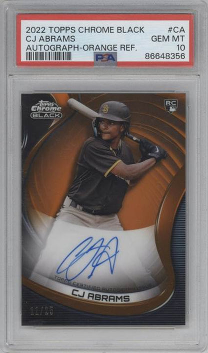 2022 Topps Chrome Black #CBA-CA CJ Abrams Autographs Orange Ref PSA 10 #/25