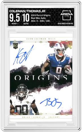 Keon Coleman - Brian Thomas Jr. 2024 Panini Origins #DA-4 Dual Rke Auto #/100