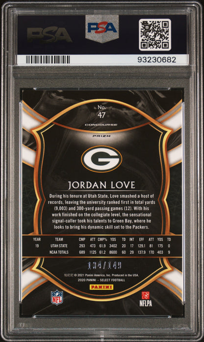 2020 Panini Select #47 Jordan Love Maroon Prizm PSA 9