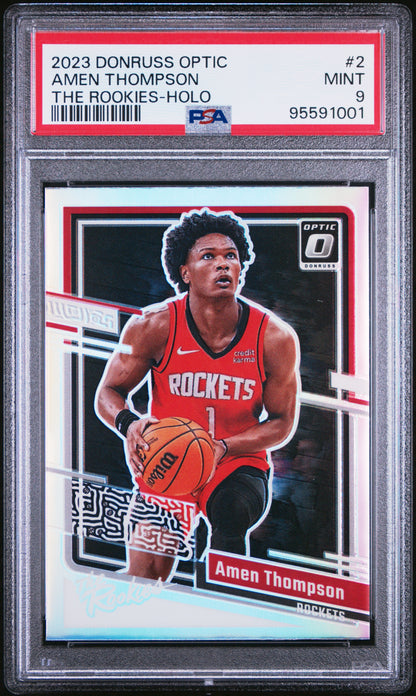 Amen Thompson 2023 Panini Donruss Optic The Rookies #2 The Rookies-Holo PSA 9