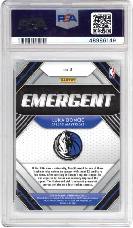 Luka Doncic 2018 Panini Prizm Emergent #3 Emergent PSA 10