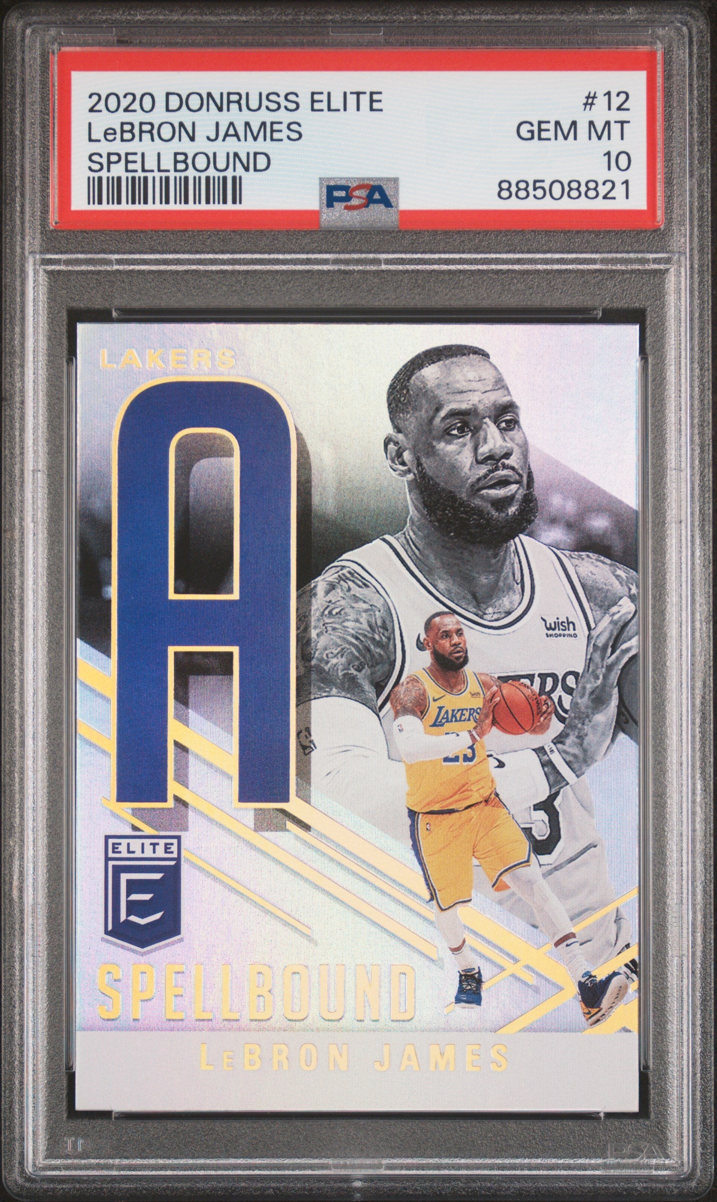 Lebron James 2020 Panini Donruss Elite Spellbound #12 Spellbound PSA 10