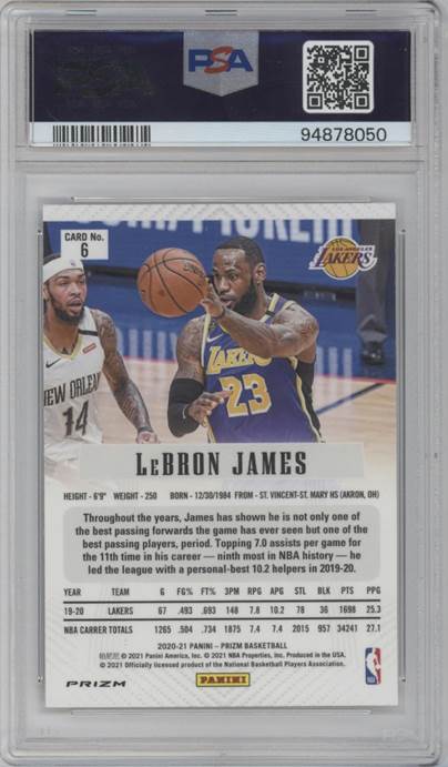 LeBron James 2020-21 Panini Prizm #6 Prizm Flashback Fast Break PSA 10