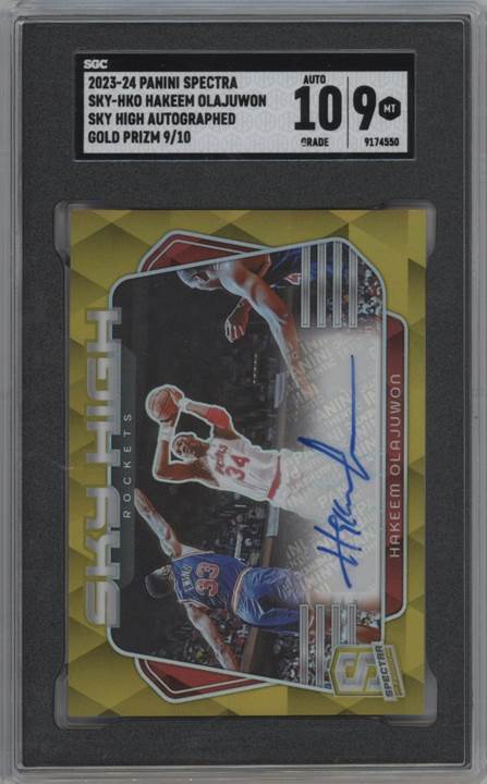 2023-24 Panini Spectra #SKY-HKO Hakeem Olajuwon Sky High Auto Int'l SGC 9 #/10