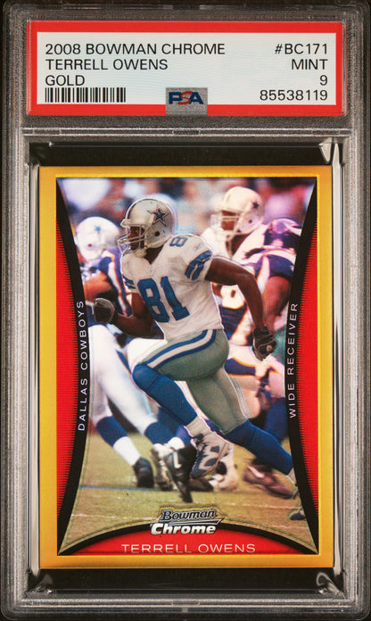 2008 Bowman Chrome #BC171 Terrell Owens Gold PSA 9